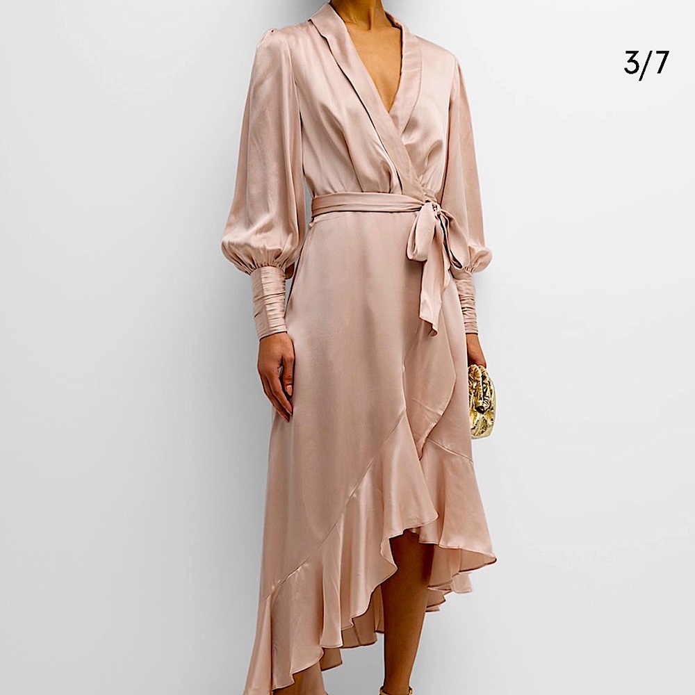 Pink Asymmetrical Wrap Midi Skirt for Cocktail